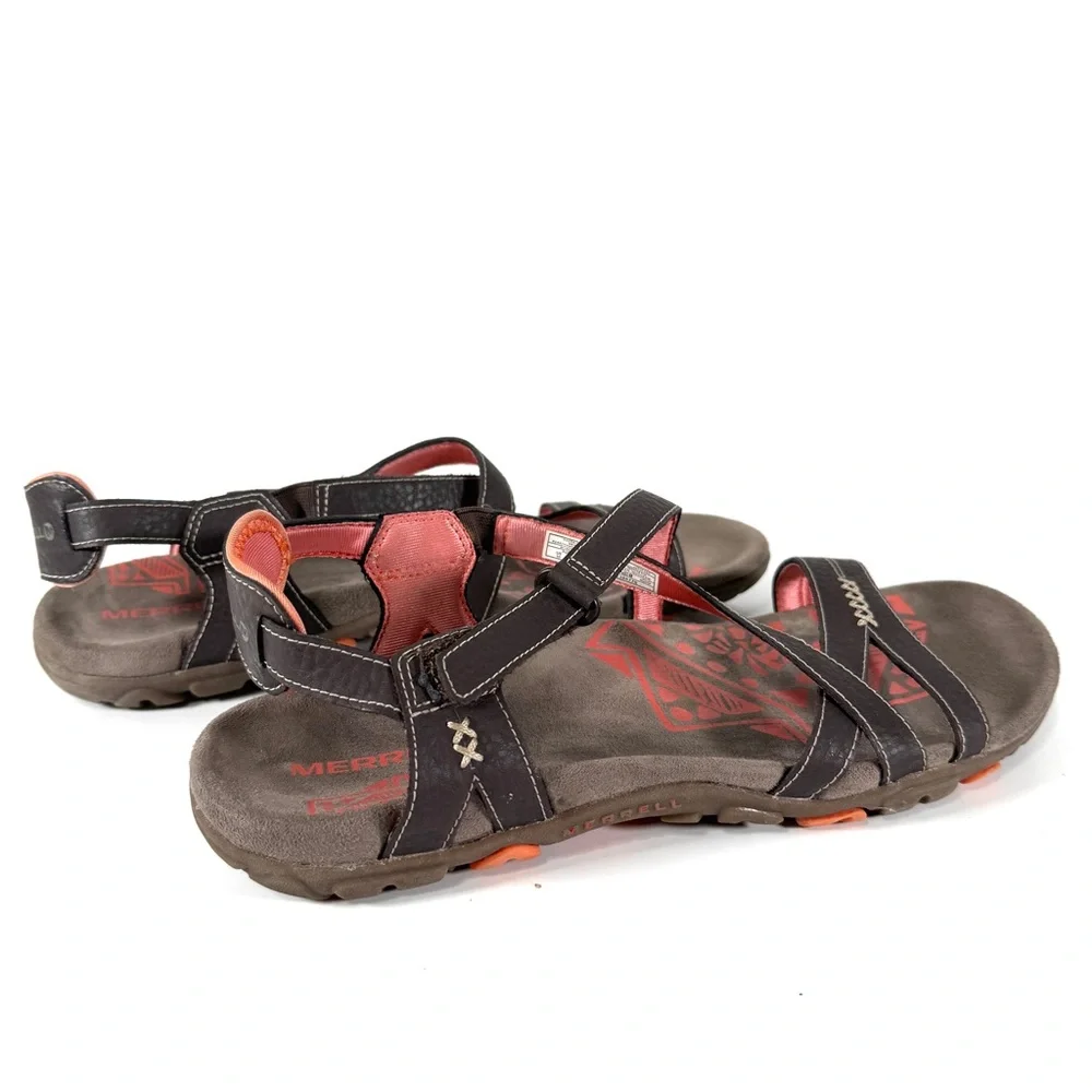 Merrell Brown Sandals with Coral Accents